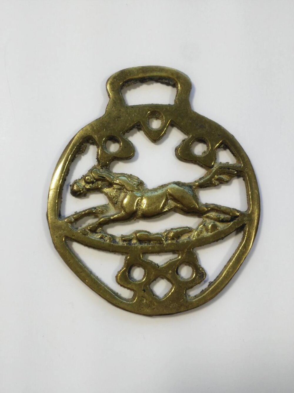 Galloping Horse Brass Medallion Bridle Harness Decoration Vintage